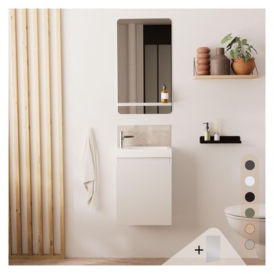 Meuble lave-mains + miroir tablette LISA MOB IN