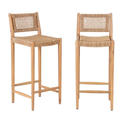 Lot de 2 tabourets de bar intérieur/extérieur en bois H76cm - Nuri DRAWER