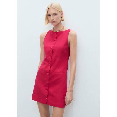Robe courte boutonnée en lin mélangé MANGO