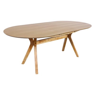 Table à manger oblongue extensible bois d'hévéa placage chêne 4-8 places OLIVIA SWEEEK