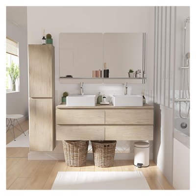 Meuble double + vasque + robinet + miroir + colonne WILL MOB IN