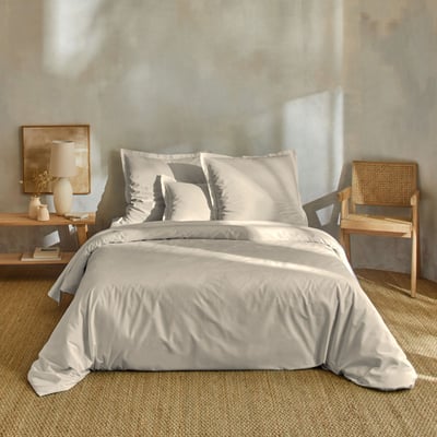 Parure de lit percale unie TERRE DE NUIT