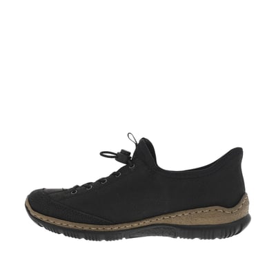 Sneakers noires à talon plat et à lacets élastiqués avec stoppeur RIEKER
