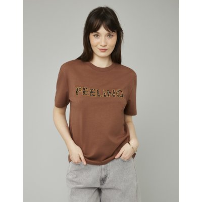 T-shirt broderie poitrine léopard BZB
