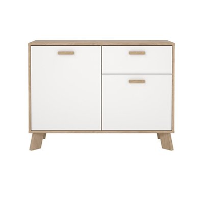 Buffet 2 portes, 1 tiroir décor chêne et blanc L98,7 cm - STORM CALICOSY