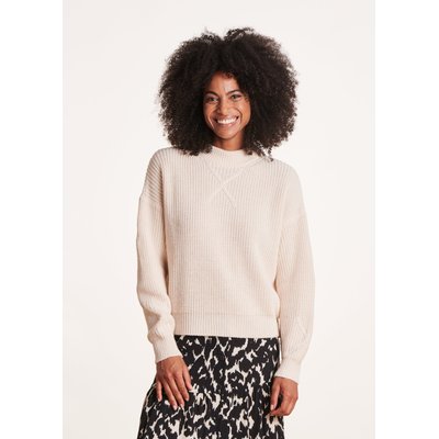 Pull à col montant en maille côtes perlées LA FEE MARABOUTEE
