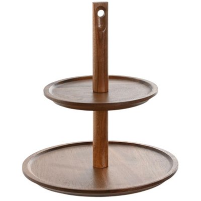 Corbeille à fruits étagée décorative bois d'acacia 25x25x27cm WADIGA