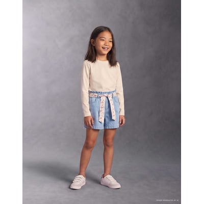 Short en jean avec ceinture à motif floral ZIPPY