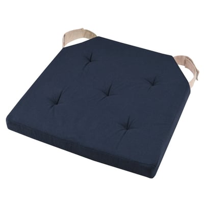 Lot de 4 galettes de chaise Duo velcro 38x38 Marine Lin DECORATIE