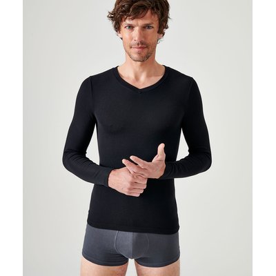 T-shirt col V manches longues fine côte Thermolactyl Sensitive DAMART