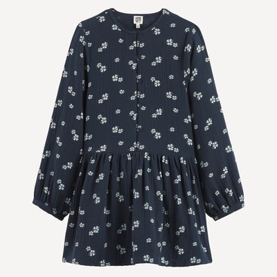Robe manches longues, imprimé floral, en gaze de coton LA REDOUTE COLLECTIONS