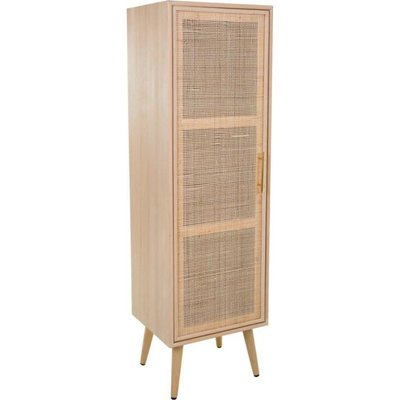 Armoire en bois naturel design avec porte tressée et étagères RECOLLECTION