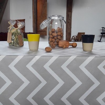 Nappe enduite carrée ou rectangle CHEVRONS FLEUR DE SOLEIL