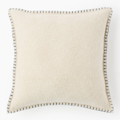 Coussin coton gratté et point cheval bleu, 45x45cm, 100% coton MONOPRIX