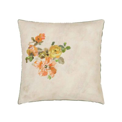 Taie d'oreiller imprimée en satin de coton, GIARDINO DI ROSE ACACIA DESIGNERS GUILD