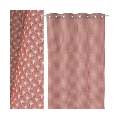 Rideau à Œillets Rose Motif Géométrique Vintage - Longueur 260cm WADIGA