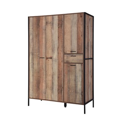 Industrial Style Oak Effect 4 Door Wardrobe SO'HOME