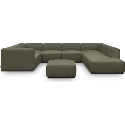 Canapé modulable panoramique 12 places ouvert à droite en velours côtelé + pouf - MODULO HOMIFAB