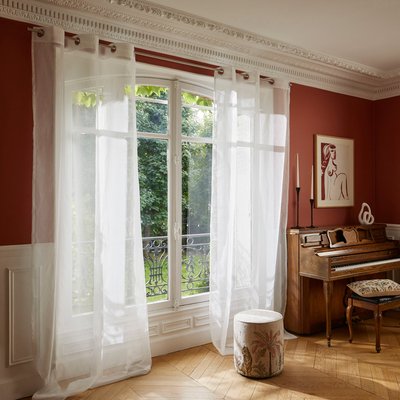 Voilage Thasos  en Tissu fin au tombé léger Blanc 145x280 cm MADURA