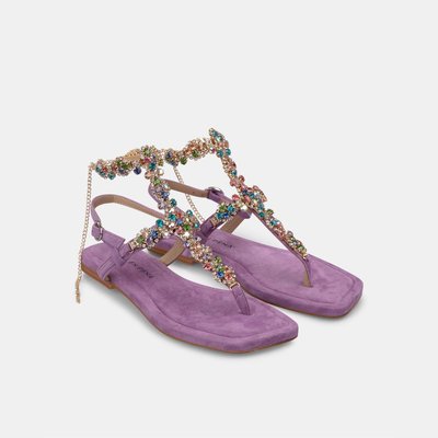 Sandales plates avec bride en strass et bout carré ALMA EN PENA