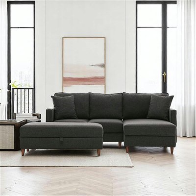 Canapé d'angle convertible anthracite - côté droit COMO PIER IMPORT