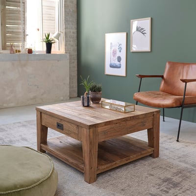 Table basse en bois de teck recyclé 80 cm  CARGO BERAH GETAH