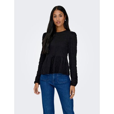 Pull manches longues à col rond noir femme | Morgan