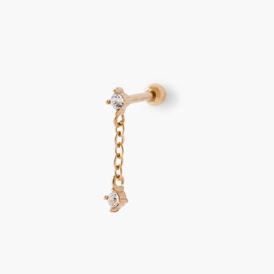 Piercing stud helix/tragus avec chainette et strass BALABOOSTE