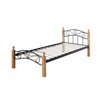 Lit simple Metallique 90x200 Noir et sommier a lattes HOMESTYLE4U
