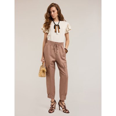 Pantalon jogger cargo en toile mélangée de lin et viscose MOTIVI