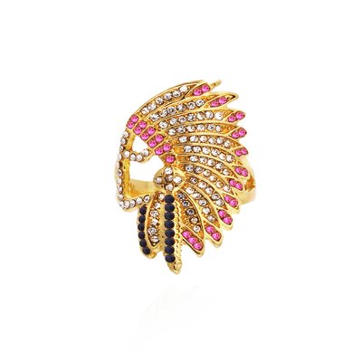 Bague avec cabochon central et strass TAO HIPANEMA