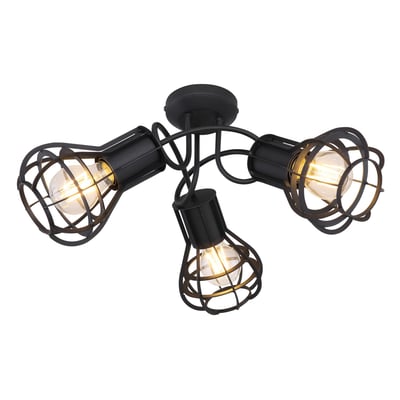 Plafonnier rond entrelacé 3 spots design industriel CLASTRA GLOBO LIGHTING