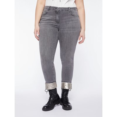 Jean skinny avec ourlet dans le bas brodé en paillettes et fente FIORELLA RUBINO