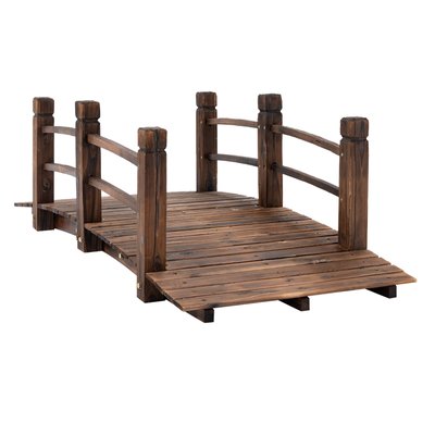 Pont de jardin passerelle bois de sapin traité carbonisation OUTSUNNY
