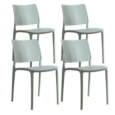 Lot de 4 chaises de terrasse ajourée en plastique, RIGA OVIALA