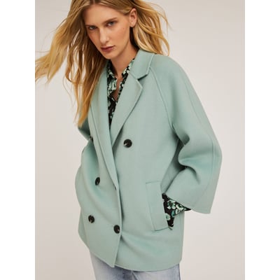 Veste Femme En Laine – Manteau Court Double Boutonnage – Col Montant – Coupe-Vent Automne/Hiver