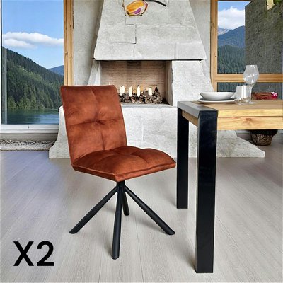 Chaise rotative tissu rouille (lot de 2) IENA PIER IMPORT