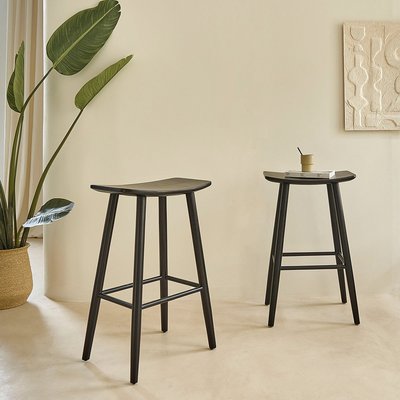 Lot de 2 tabourets en teck massif noir 75 cm  AMBRE BERAH GETAH