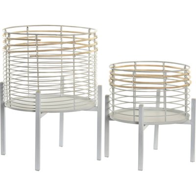 Support de plante design métal rotin  naturel style urbain RECOLLECTION