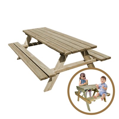 Table de pique-nique Fontainebleau + table de pique-nique enfant CEMONJARDIN