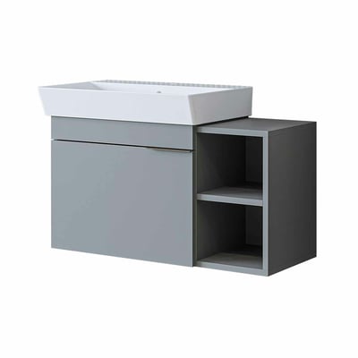 Meuble vasque suspendu 82 cm, 1 porte 2 niches NORIA PIER IMPORT