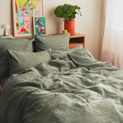 Housse de couette en lin lavé, RÊVE DE LIN BLANC CERISE