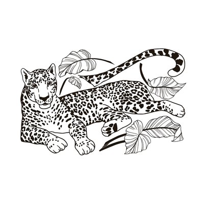 Grand sticker léopard allongé BLACK MAJIK LILIPINSO