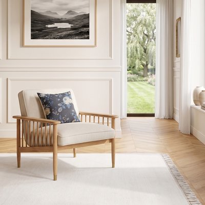 Fauteuil style contemporain en chêne et lin ALBERTINE ROBIN DES BOIS
