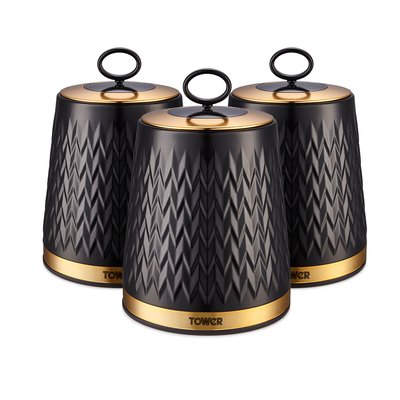 Set of 3 Empire Tea Coffee Sugar Canisters TOWER