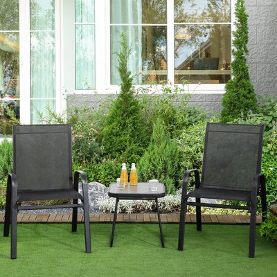Salon de jardin bistro 2 personnes 3 pièces acier époxy textilène OUTSUNNY