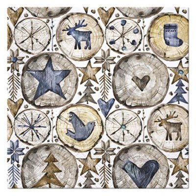 Lot de 20 serviettes en papier Deco de Noel sur bois DOUCEUR D'INTÉRIEUR