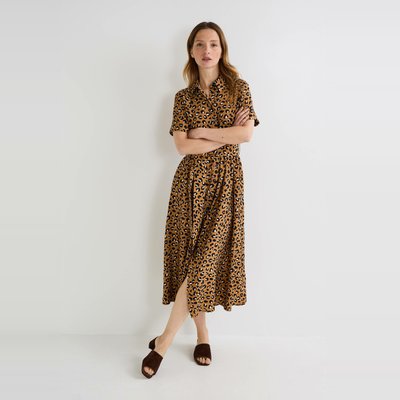 Robe midi ceinturée imprimée MONOPRIX
