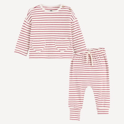 Conjunto de dos piezas: camiseta y pantalón sarouel a rayas LA REDOUTE COLLECTIONS