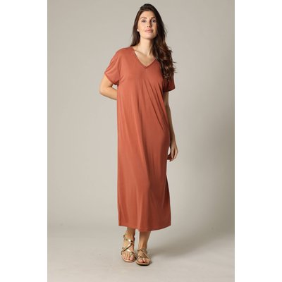 Robe fantaisie et décontractée manches courtes et col v en modal SORA DEELUXE
